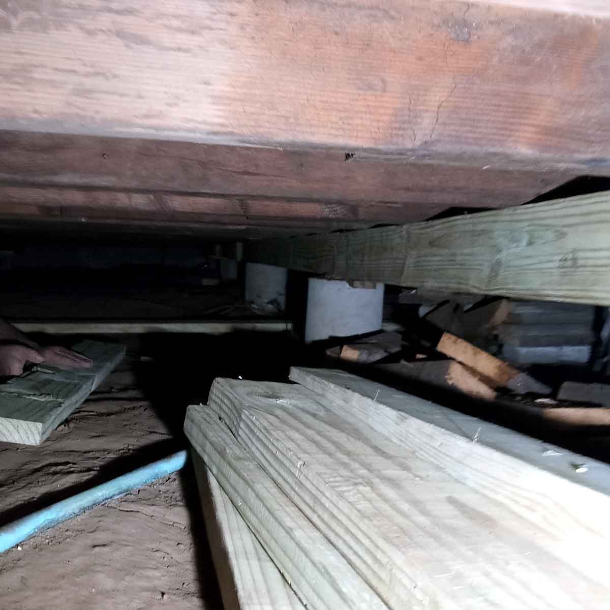 Mobile home being leveled